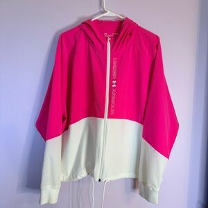 Under Armour Women’s Windbreaker Jacket Vibrant Pink White Zip-Up